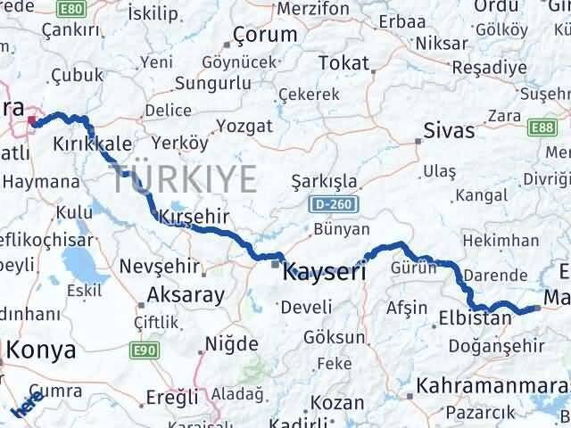 Malatya Çankaya Ankara Arası Kaç Km - Yol Haritası