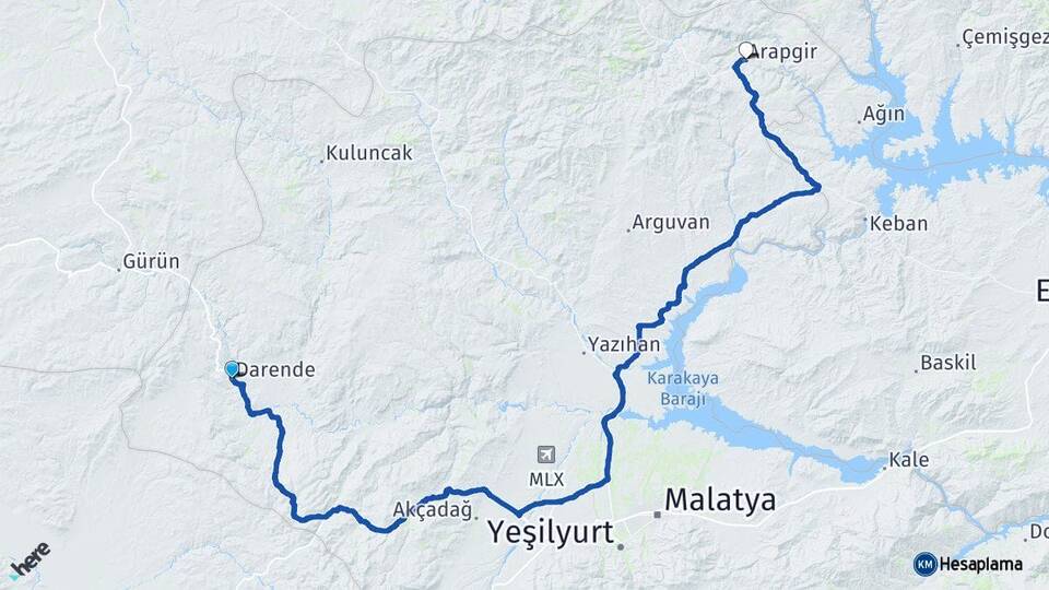 Malatya Darende Arapgir Arası Kaç Km - Yol Haritası