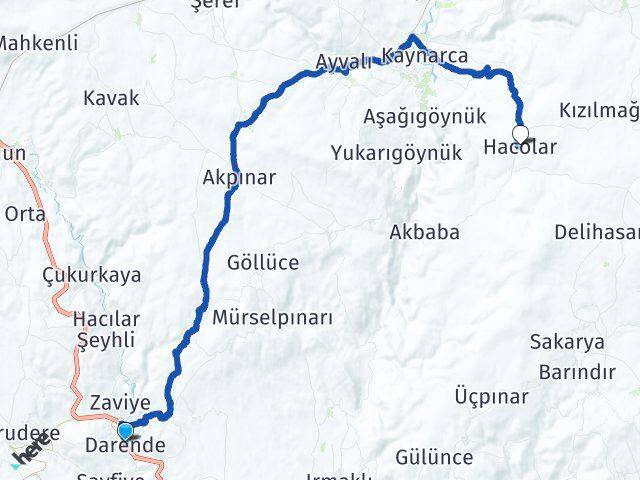 Malatya Darende Hacolar Darende Arası Kaç Km - Yol Haritası