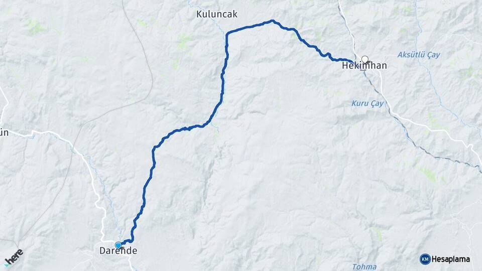 Malatya Darende Hekimhan Arası Kaç Km - Yol Haritası