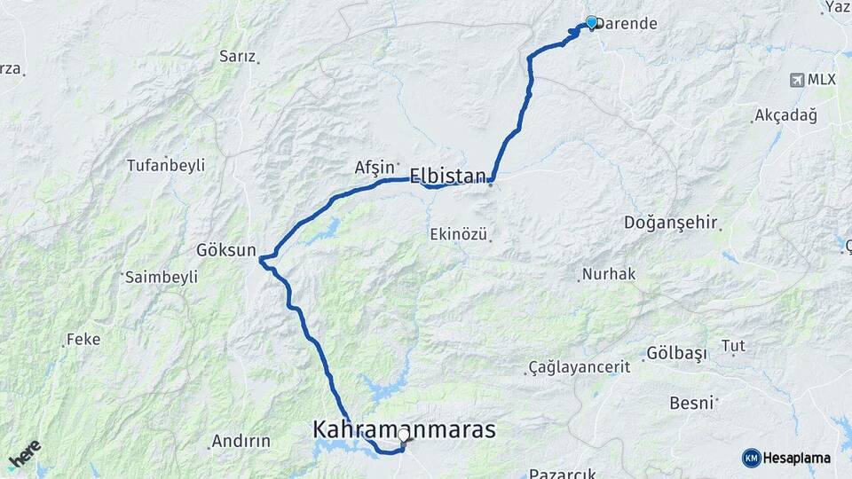 Malatya Darende Kahramanmaraş Arası Kaç Km - Yol Haritası