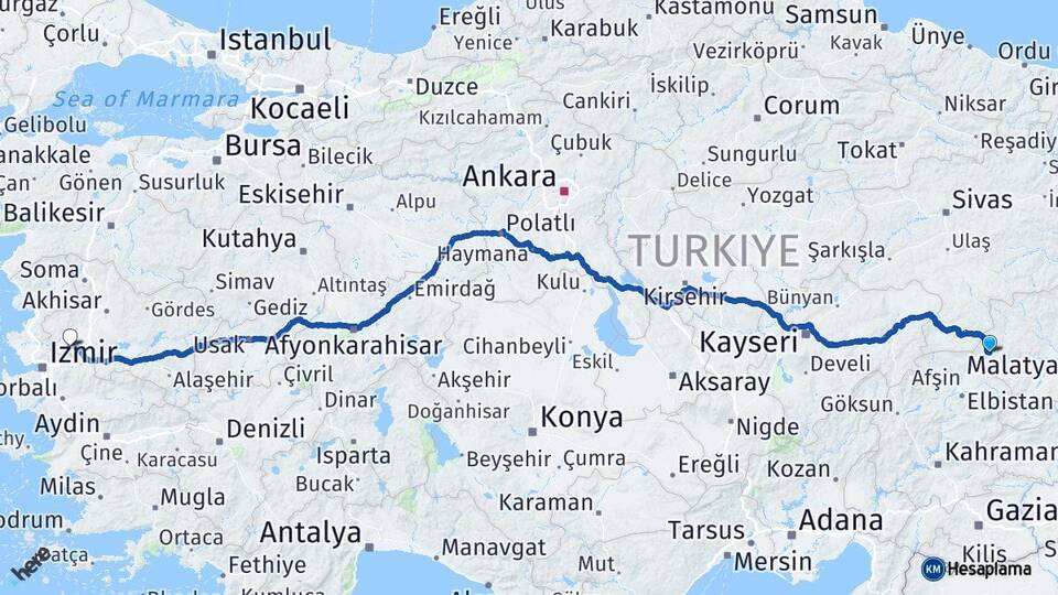 Malatya Darende Manisa Arası Kaç Km - Yol Haritası