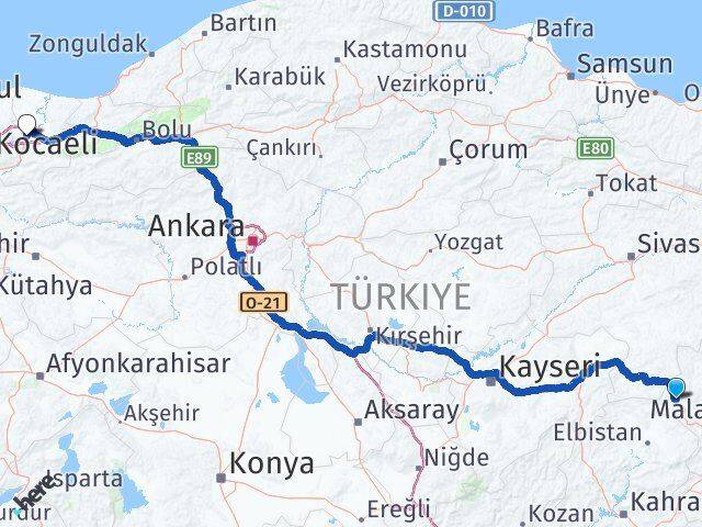 Malatya Darende Sakarya Arası Kaç Km - Yol Haritası