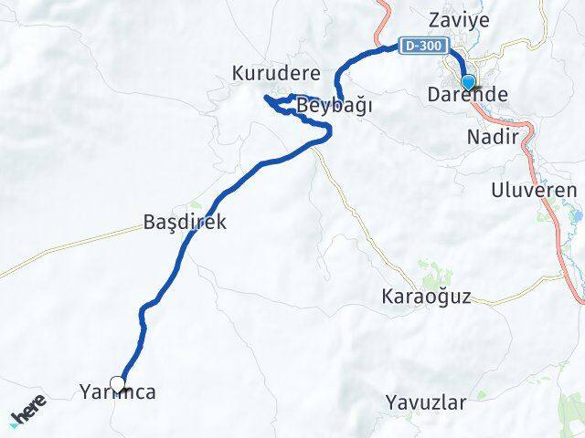 Malatya Darende Yarımca Darende Arası Kaç Km - Yol Haritası