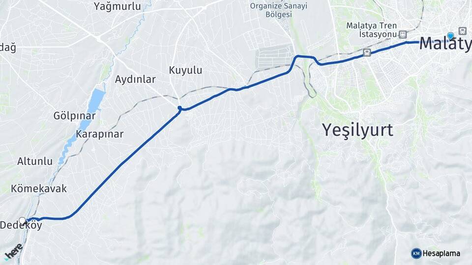 Malatya Dedeköy Akçadağ Arası Kaç Km - Yol Haritası