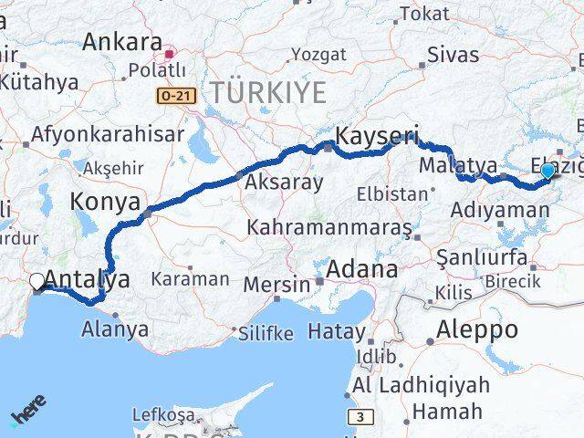 Malatya Doğanyol Antalya Arası Kaç Km - Yol Haritası