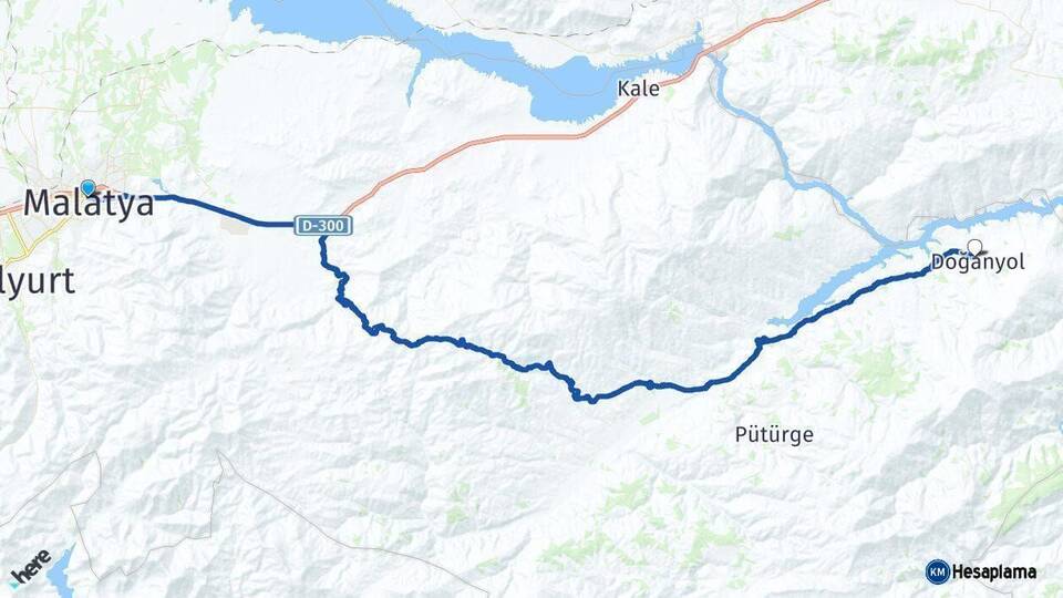 Malatya Doğanyol Arası Kaç Km - Yol Haritası