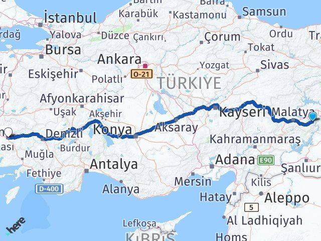 Malatya Doğanyol Aydın Arası Kaç Km - Yol Haritası