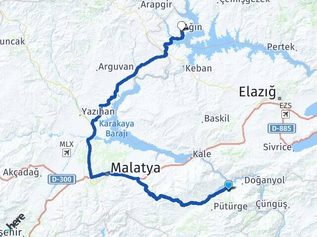 Damlı Ağın Arası Kaç Km - Yol Tarifi
