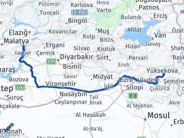 Malatya Doğanyol Hakkari Arası Kaç Km - Yol Haritası