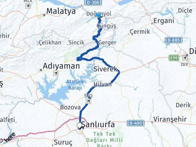 Malatya Doğanyol Şanlıurfa Arası Kaç Km - Yol Haritası