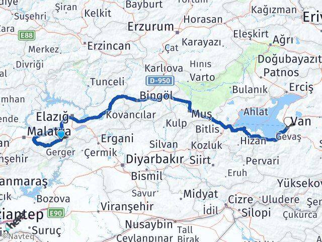 Malatya Doğanyol Van Arası Kaç Km - Yol Haritası