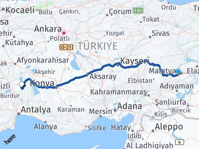 Malatya Eğirdir Isparta Arası Kaç Km - Yol Haritası