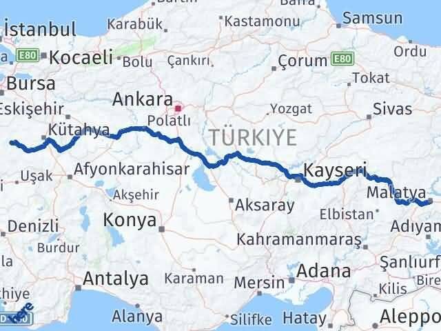 Malatya Emet Kütahya Arası Kaç Km - Yol Haritası