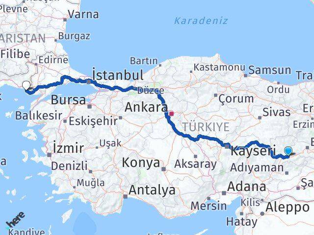 Malatya Enez Edirne Arası Kaç Km - Yol Haritası