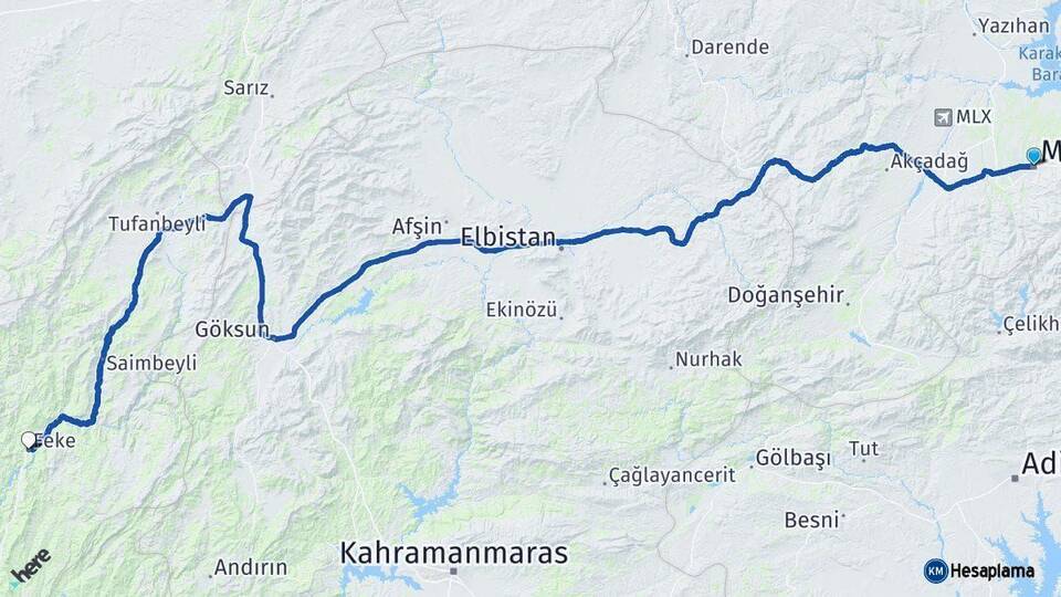 Malatya Feke Adana Arası Kaç Km - Yol Haritası