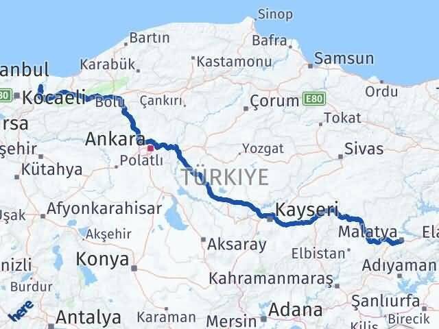 Malatya Ferizli Sakarya Arası Kaç Km - Yol Haritası