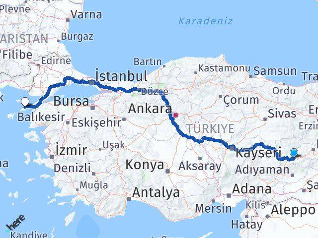 Malatya Gökçeada Çanakkale Arası Kaç Km - Yol Haritası
