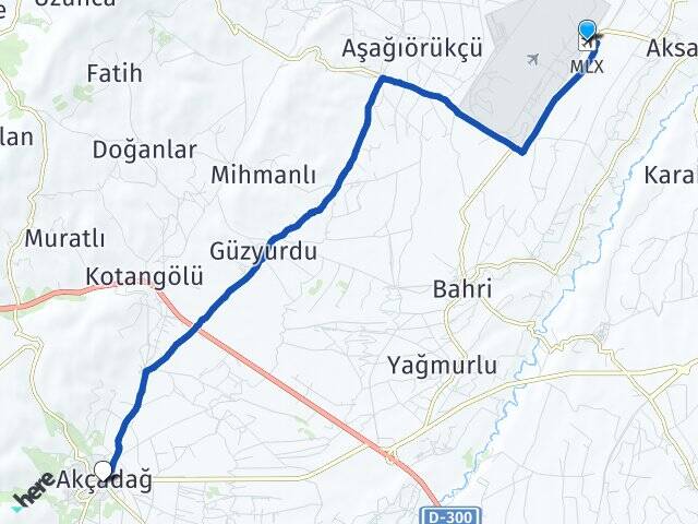 Malatya Havalimanı Akçadağ Malatya Arası Kaç Km - Yol Haritası