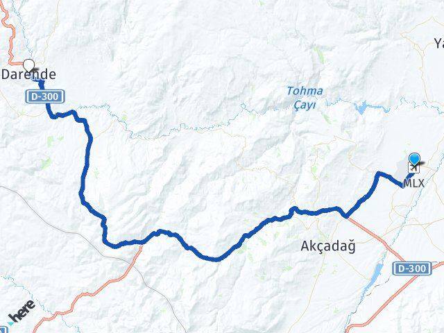 Malatya Havalimanı Darende Arası Kaç Km - Yol Tarifi