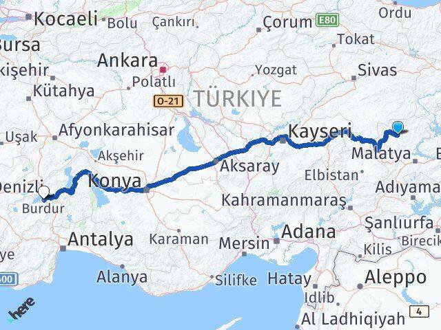 Malatya Hekimhan Burdur Arası Kaç Km - Yol Haritası