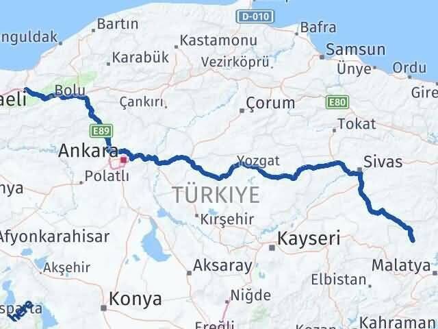 Malatya Hekimhan Düzce Arası Kaç Km - Yol Haritası