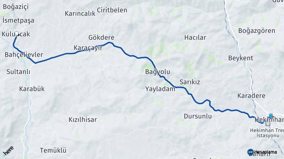 Malatya Hekimhan Kuluncak Arası Kaç Km - Yol Haritası
