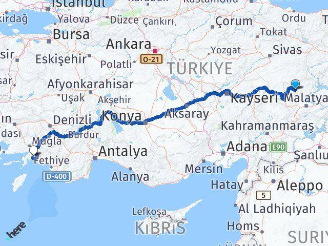 Malatya Hekimhan Muğla Arası Kaç Km - Yol Haritası