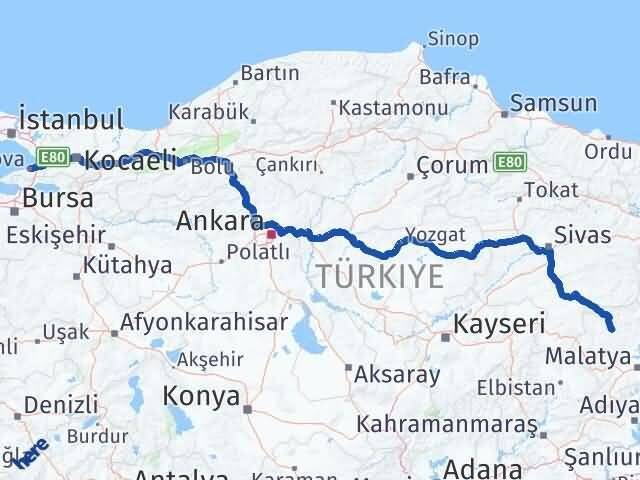 Malatya Hekimhan Yalova Arası Kaç Km - Yol Haritası
