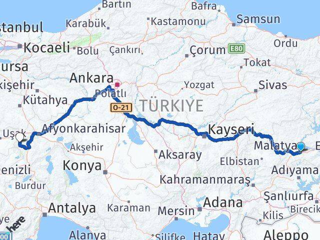 Malatya Hocalar Afyonkarahisar Arası Kaç Km - Yol Haritası