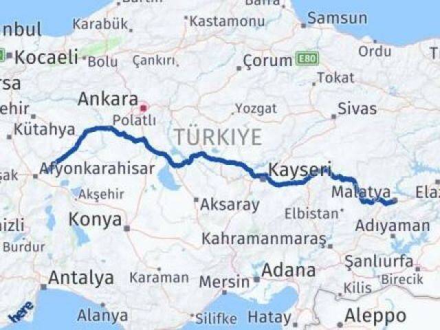Malatya İscehisar Afyonkarahisar Arası Kaç Km - Yol Haritası