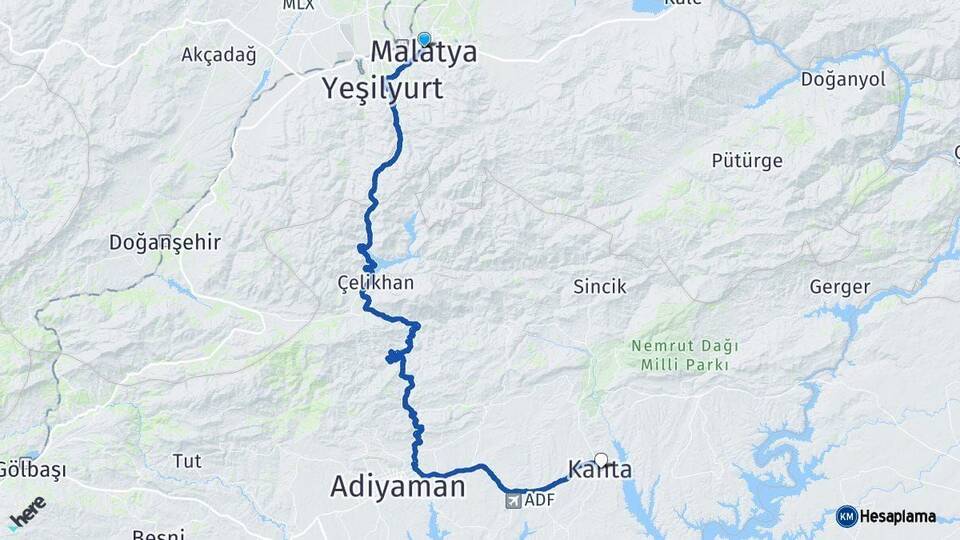 Malatya Kahta Adıyaman Arası Kaç Km - Yol Haritası