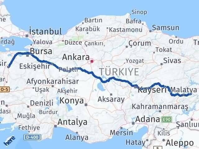 Malatya Kale Balıkesir Arası Kaç Km - Yol Haritası