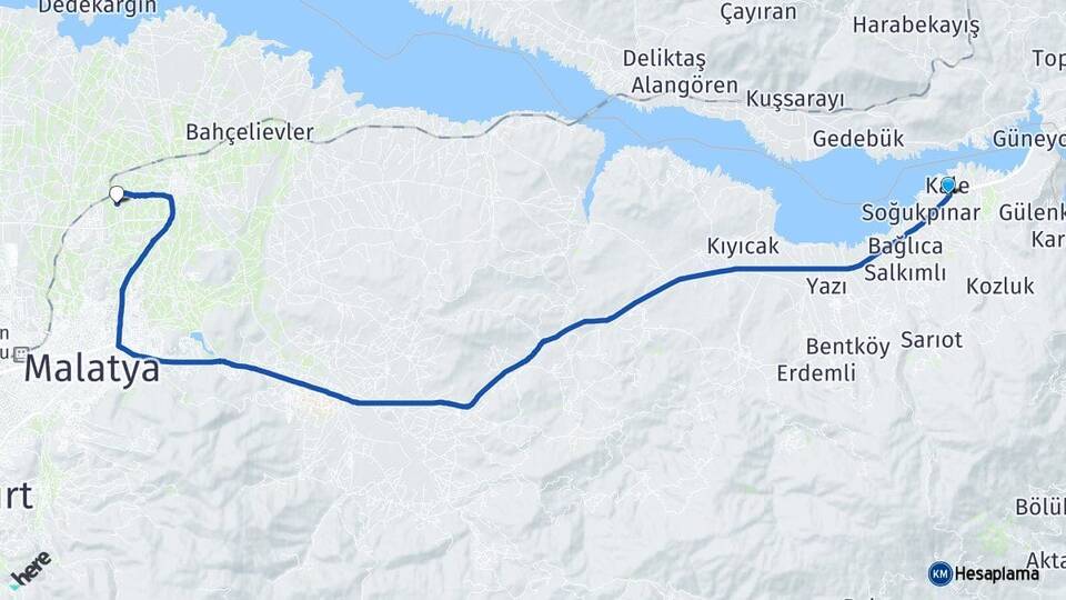Malatya Kale Battalgazi Arası Kaç Km - Yol Haritası