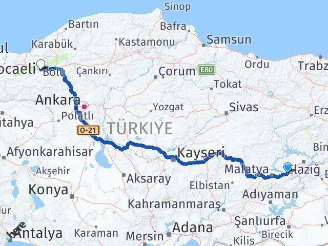 Malatya Kale Bolu Arası Kaç Km - Yol Haritası