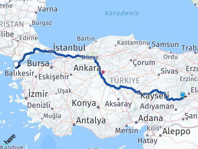 Malatya Kale Çanakkale Arası Kaç Km - Yol Haritası