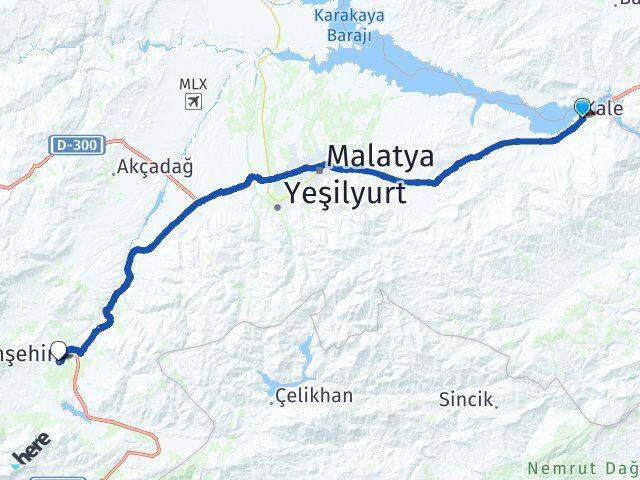 Malatya Kale Doğanşehir Arası Kaç Km - Yol Haritası