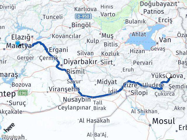 Malatya Kale Hakkari Arası Kaç Km - Yol Haritası