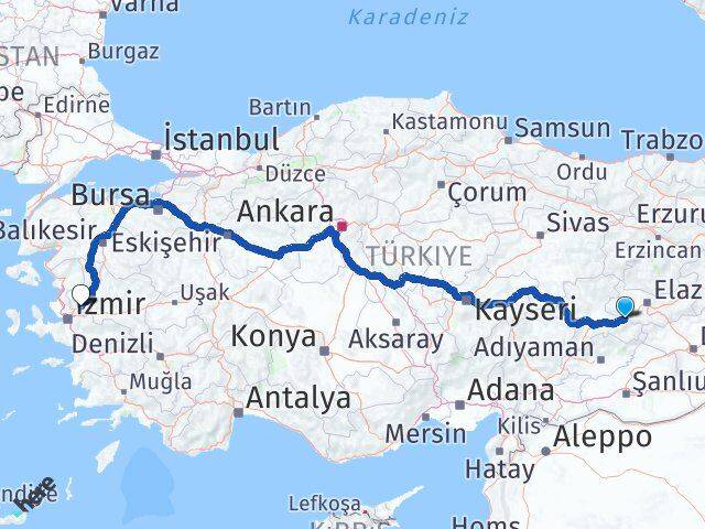 Malatya Kale Manisa Arası Kaç Km - Yol Haritası