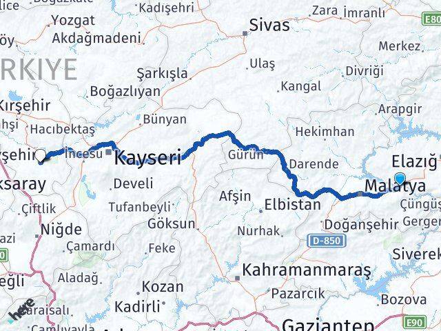 Malatya Kale Nevşehir Arası Kaç Km - Yol Haritası