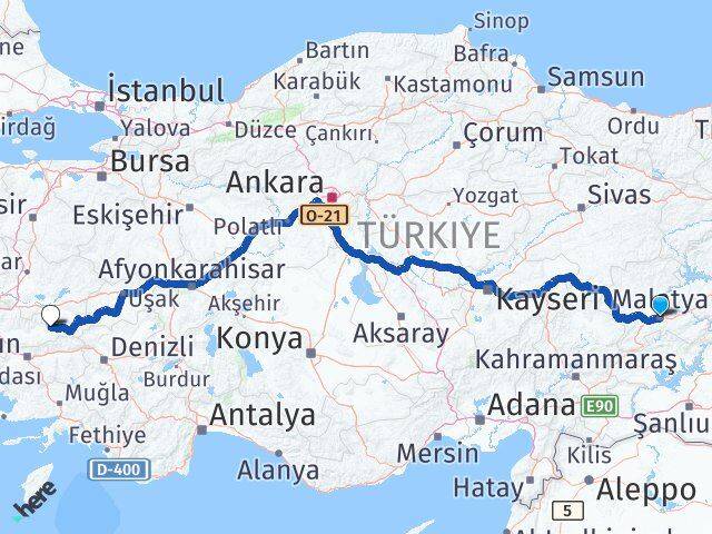 Malatya Kiraz İzmir Arası Kaç Km - Yol Haritası