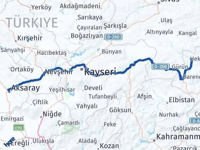 Malatya Kuluncak Aksaray Arası Kaç Km - Yol Haritası