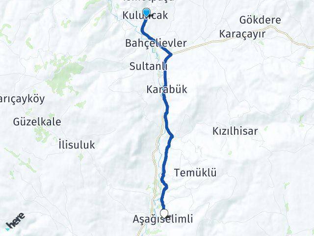 Malatya Kuluncak Aşağıselimli Kuluncak Arası Kaç Km - Yol Haritası