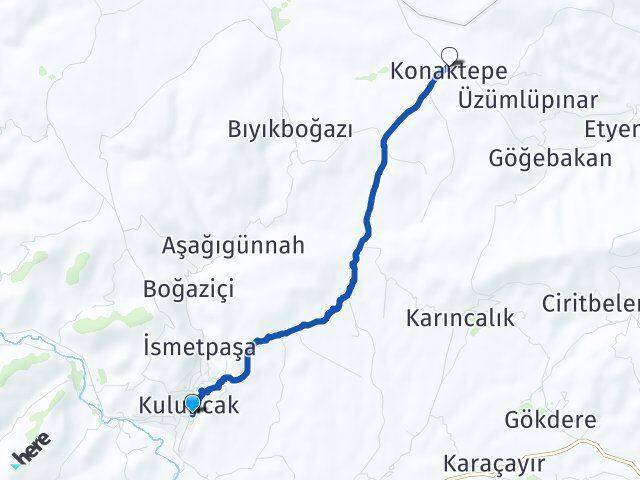 Malatya Kuluncak Konaktepe Kuluncak Arası Kaç Km - Yol Haritası