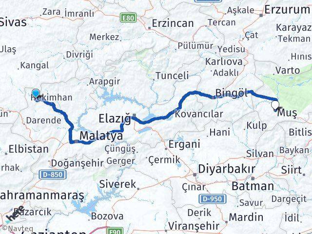 Malatya Kuluncak Muş Arası Kaç Km - Yol Haritası