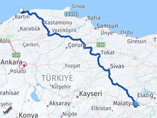 Malatya Kurucaşile Bartın Arası Kaç Km - Yol Haritası