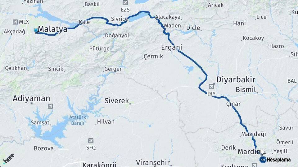 Malatya Mardin Arası Kaç Km - Yol Haritası