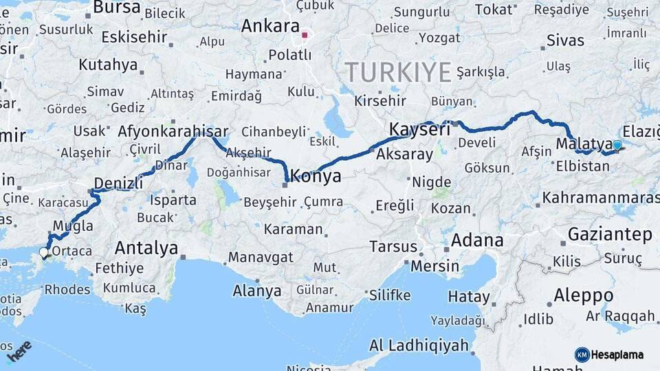 Malatya Marmaris Muğla Arası Kaç Km - Yol Haritası