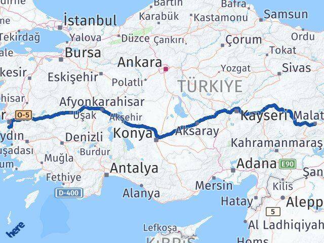Malatya Menderes İzmir Arası Kaç Km - Yol Haritası