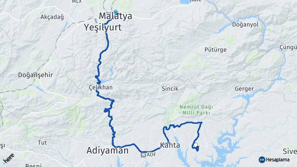 Malatya Menzil Kahta Adıyaman Arası Kaç Km - Yol Haritası